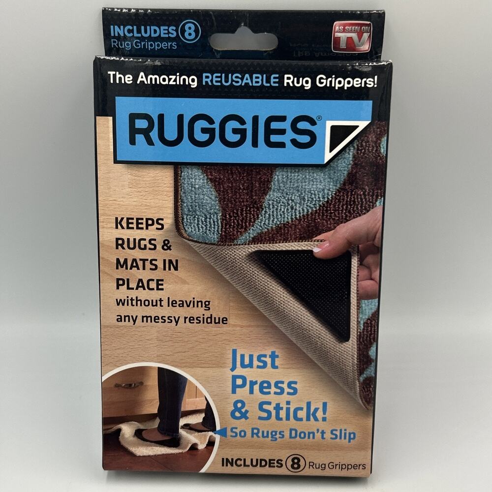 Ruggies Set of 8 Rug Grippers Washable Reusable As Seen On TV New